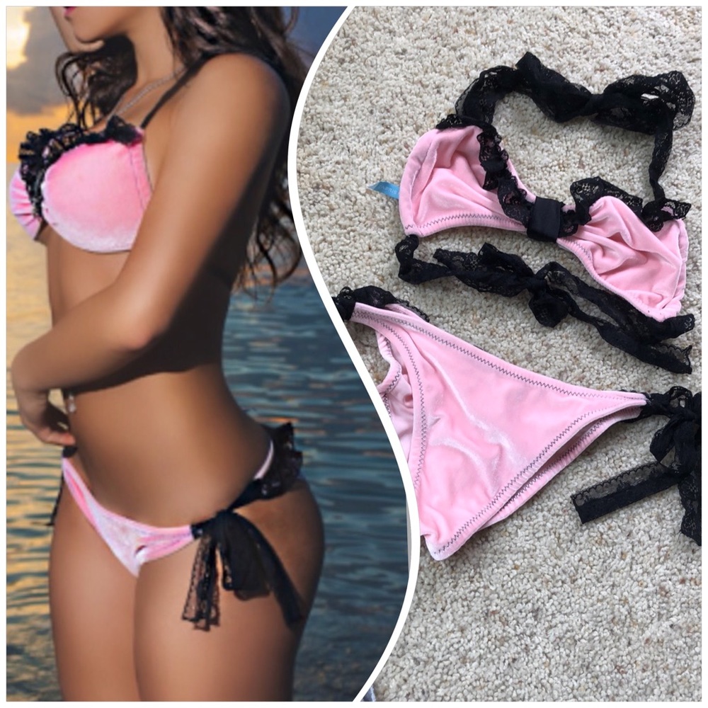 Capristan Pink Velvet & Lace Bikini